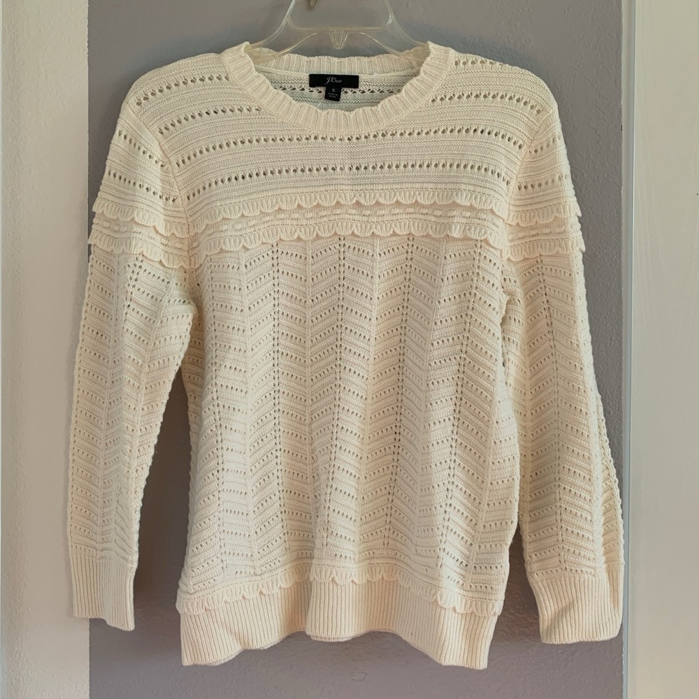 J.Crew Crewneck Scalloped Pointelle Sweater